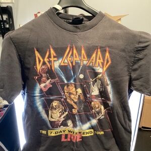 Vintage Giant Tee Jays Def Leppard Men's Black The 7 Day Weekend Tour LIVE Shirt
